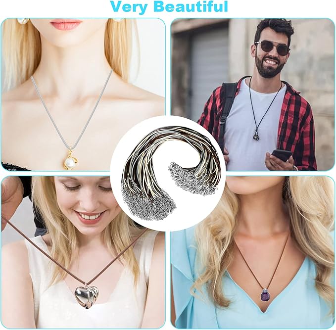 100 Pcs Leather Necklace Cord with Clasps, Rope Necklace String, 5 Colors Necklace Cords for Pendants, 19.7" Premium Necklace Chains for Jewelry Making Supplies, 2mm Waxed Necklace Bracelet Cord DHOOZ