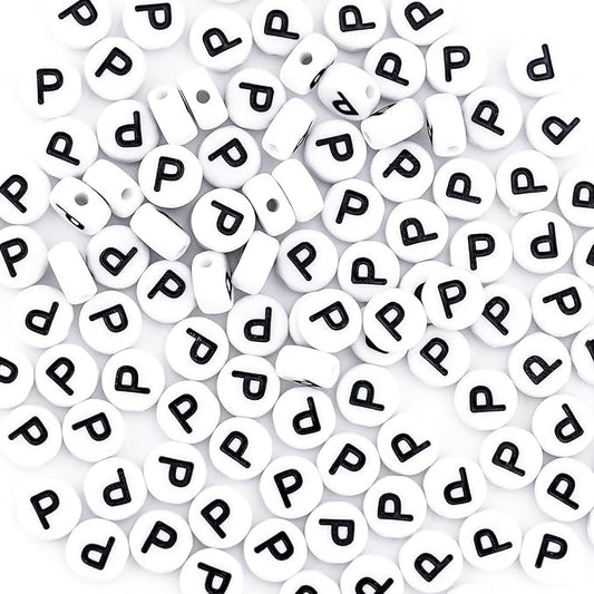 sunrica 300pcs alphabet beads for friendship bracelets making 4x7mm individual round white letter beads p