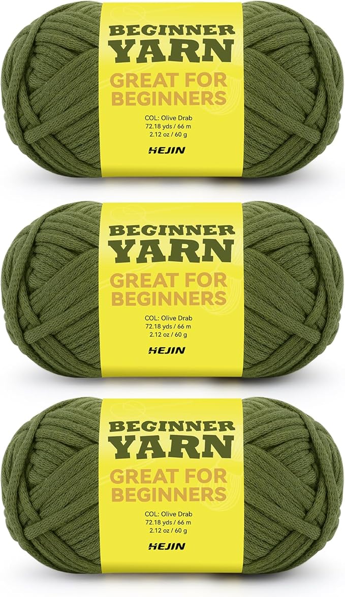 3x60g Floral Green Yarn for Crocheting and Knitting;3x66m (72yds) Cotton Yarn for Beginners with Easy-to-See Stitches;Worsted-Weight Medium #4;Cotton-Nylon Blend Yarn for Beginners Crochet Kit Making