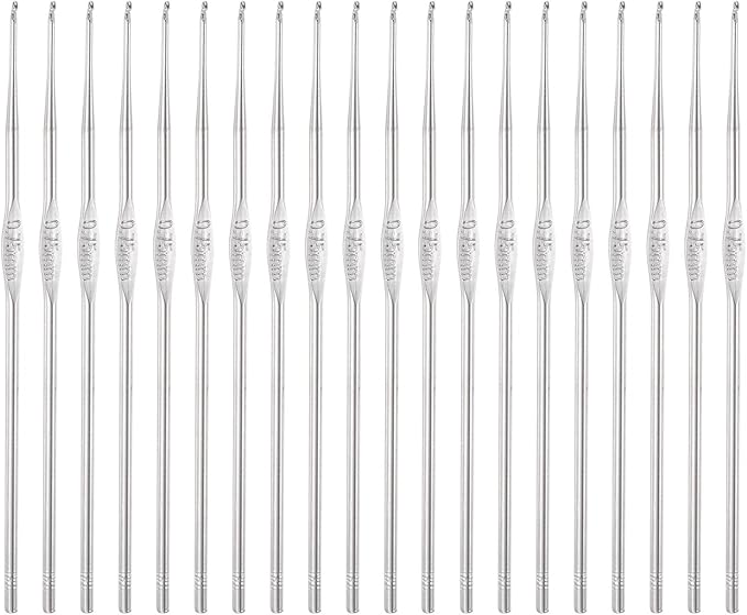 uxcell 20Pcs Crochet Hook Stainless Steel 0.75mm US Size 14 Metal Knitting Needles for DIY Craft Lace Yarn