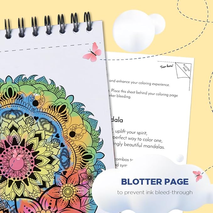 ColorIt Mandalas Volume III Spiral Bound Adult Coloring Book with 50 Mandala Patterns for Relaxation and Stress Relief - Includes Perforated Pages, Thick Paper, Hardback Covers, and Blotter Page