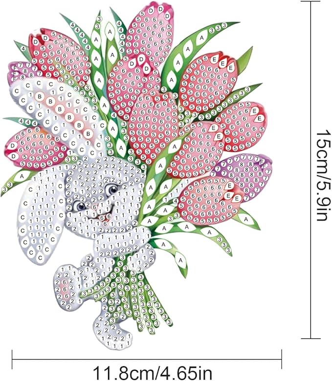 Tontut Easter Diamond Painting Wall Hanging, Bunny Flower Special Shape Diamond Painting Kits, Acrylic Crafted Diamond Art for Home Wall Garden Decoration