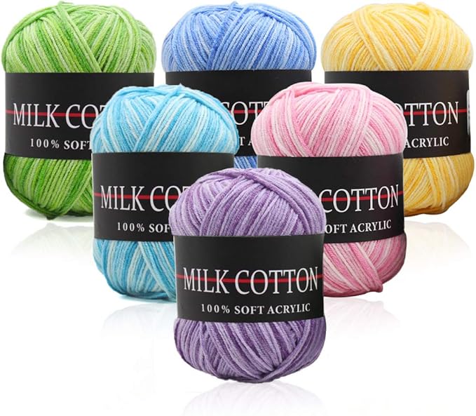 6 Rolls Crochet Yarn, for Crocheting, Assorted Colors Acrylic Soft Yarn Perfect for Any Knitting Crochet and Crafts Mini Project