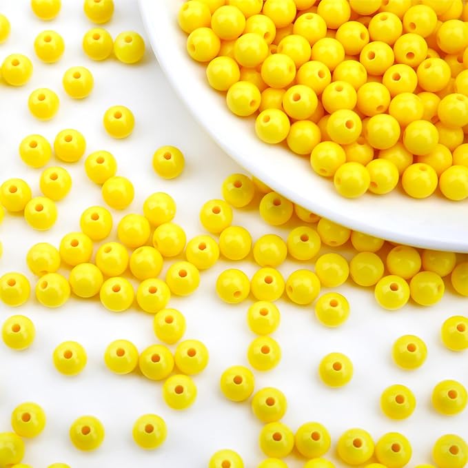 bonny boxx 60pcs 16mm smooth yellow acrylic round beads, plastic resin bubblegum balls chunky gumball beads for necklace and bracelet making, crafting supplies