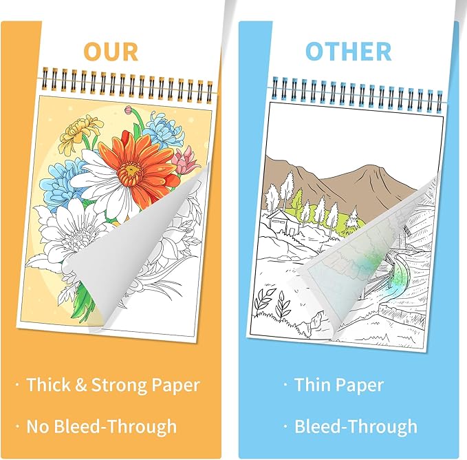 Kalysky Easy and Cozy Adult Coloring Book Set, 3 Stress Relief Coloring Books for Adults Relaxation, Flower Inspirational Quotes Coloring Books