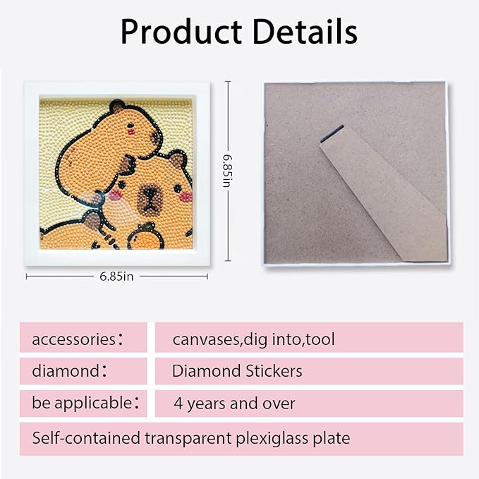 Mangpung Capybara Diamond Art Kits for Beginners, Capybara Diamond DIY Painting Kits, Full Drill Diamond Dots Paintings, Paint with Diamonds Pictures Art Painting DIY Crafts Kit Gift for DIY Lovers