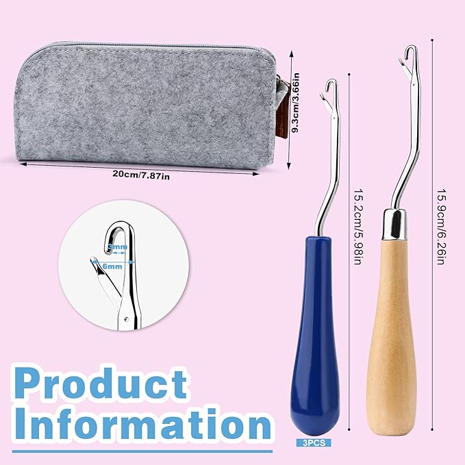 Latch Hook Set for Adults, Latch Hook Kit, Latch Hook Tool, Latch Hook Crochet Needle, Dreadlock Crochet Hook with Latch, Latch Hook Crochet Needle, Bent Latch Hook for Carpet Making