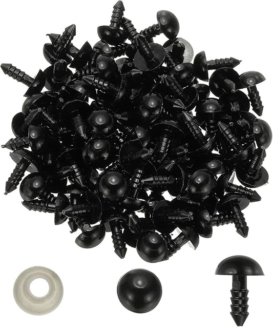 PATIKIL 10mm Safety Eyes, 100 Set Plastic Craft Eyes with Washers Safety Eyes for Stuffed Animals Crochet Toys Dolls DIY Craft Making, Black