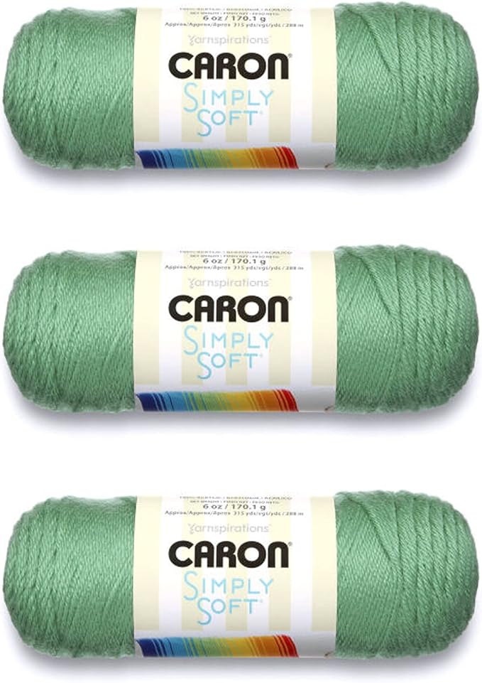 Caron Simply Soft Sage Yarn - 3 Pack of 170g/6oz - Acrylic - 4 Medium (Worsted) - 315 Yards - Knitting/Crochet