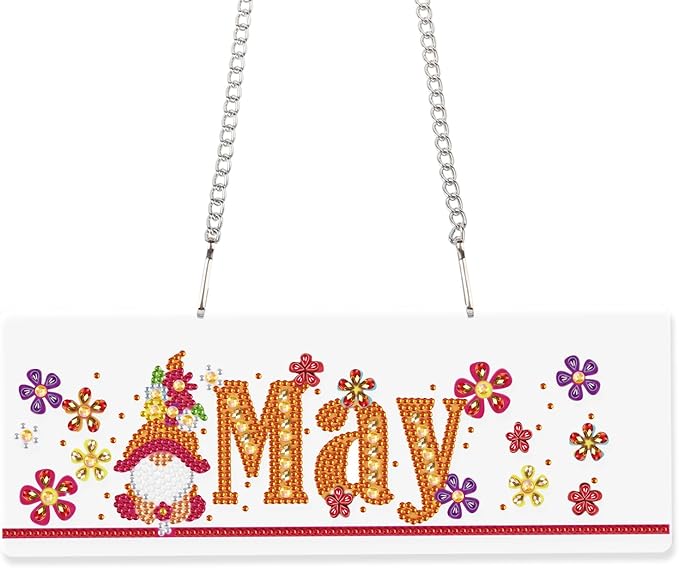 Diamond Painting Kits Hanging Pendants, DIY Wreath Crystal Rhinestone Wreath Kits, Colored Imitation Art Point Crystal Diamond Art Window Pendants Home Garden Wall Door Birthday Festival Gifts (May)