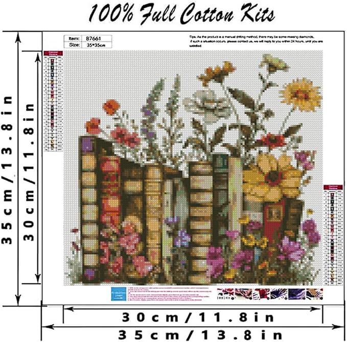 MYBISYMQQ Stamped Cross Stitch Kits - Flower Embroidery Starter Kit for Adult Beginners, Cross Stitch Kits Embroidery Kit Arts and Crafts for Beginners 13.7x13.7 inch