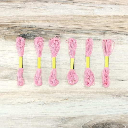 embroidery floss pack – 6 skeins, 8.7 yards each – pink embroidery floss for needlework, diy bracelets, crafting, weaving
