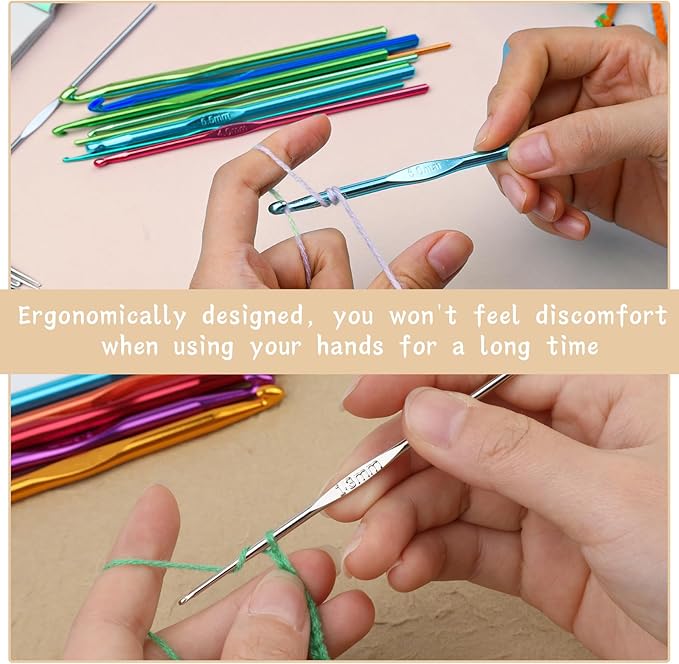 MORFEN 48 Pcs Crochet Hooks Set, 21 Sizes Crochet Needles with Case, Ergonomic Knitting Needles, Crochet Hooks Kit with Crochet Accessories Stitch Markers Blunt Needles for Crocheting Yarn
