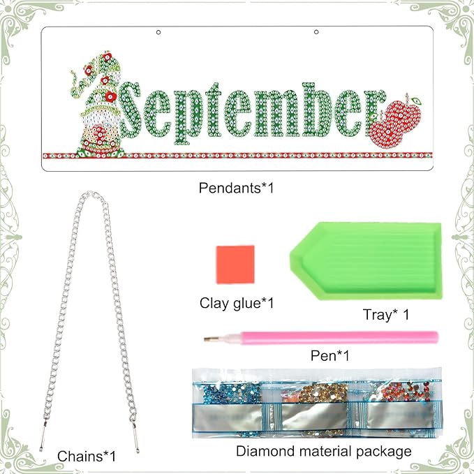 LazyFold Diamond Painting Kits Hanging Pendants,DIY Crystal Rhinestone Kits, Colored Imitation Art Point Crystal Diamond Art Window Pendants Home Garden Wall Door Birthday Festival Gifts (September)