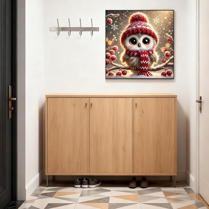 DIYDECORFUN Owl Diamond Painting Kits for Adults Beginners,DIY 5D Winter Diamond Art Kit with Full Round Drill,Adult Paint with Diamond Small Gem Painting Art for Home Decor Gift 14X14 Inch
