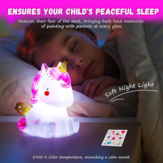 Cokiki Paint Your Own Unicorn Lamp Kit, Art Supplies DIY Crafts Night Light Painting Kit, Arts and Crafts for Kids Ages 8-12, Birthday Party Holiday Creative Gift for Girls Boys Ages 6 7 8 9 10 11 12+