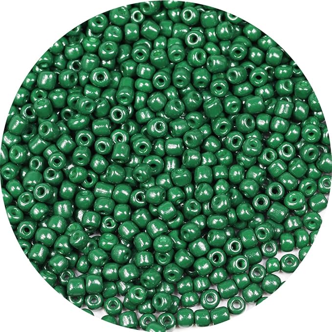 Bala&Fillic Dark Green Color 4mm Seed Beads About 1200pcs/100Grams in Bag, 6/0 Glass Craft Beads for Making Bracelet and Necklace (Dark Green)