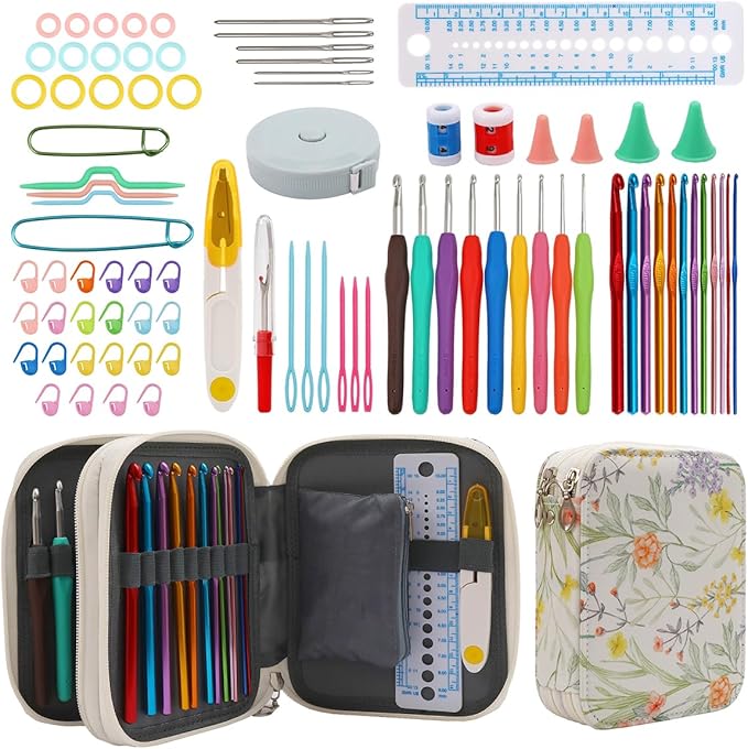 HMZSP Crochet Knitting Needle Set, Handmade DIY Knitting, Ergonomic Yarn Needles and Sewing Accessories, Suitable for Beginners and Experienced Crochet Enthusiasts (White)