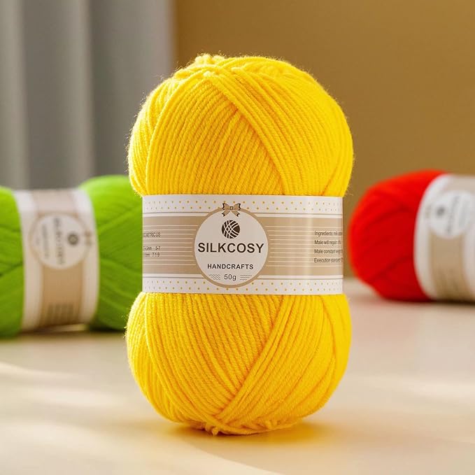 2 Pcs Crochet Yarn, Feels Soft 280 Yards Assorted Colors 4ply Acrylic Yarn for Crochet & Hand Knitting - Yellow