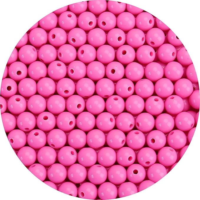 bonny boxx 1000pcs 6mm smooth rose acrylic round beads, plastic resin bubblegum balls chunky gumball beads for necklace and bracelet making, crafting supplies