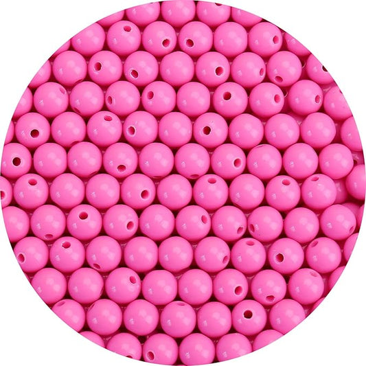 bonny boxx 1000pcs 6mm smooth rose acrylic round beads, plastic resin bubblegum balls chunky gumball beads for necklace and bracelet making, crafting supplies