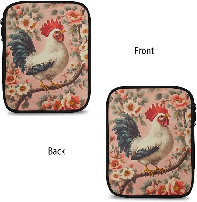 Hechitok Chicken Flower Crochet Hook Case Without Hooks and Accessories Zipper Storage Organizer Bag with Web Pockets for Various Crochet Needles Accessories Crochet Hook Kit Tools