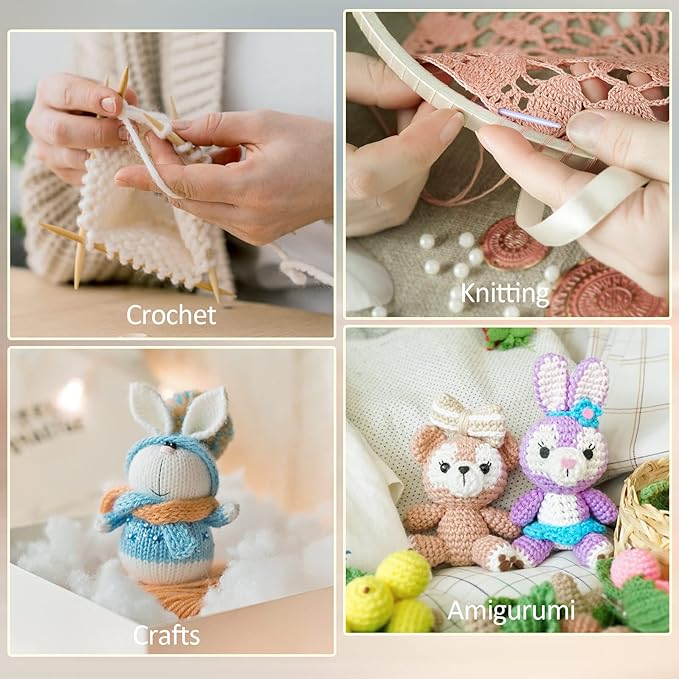 LIHAO 15 Skeins Acrylic Yarn for Crocheting Beginners Crochet Kit with 2.5mm Hook, 2625 Yards Bulk Anti-Splitting Yarn Bundles for Amigurumi, Granny Squares and DIY Crafting