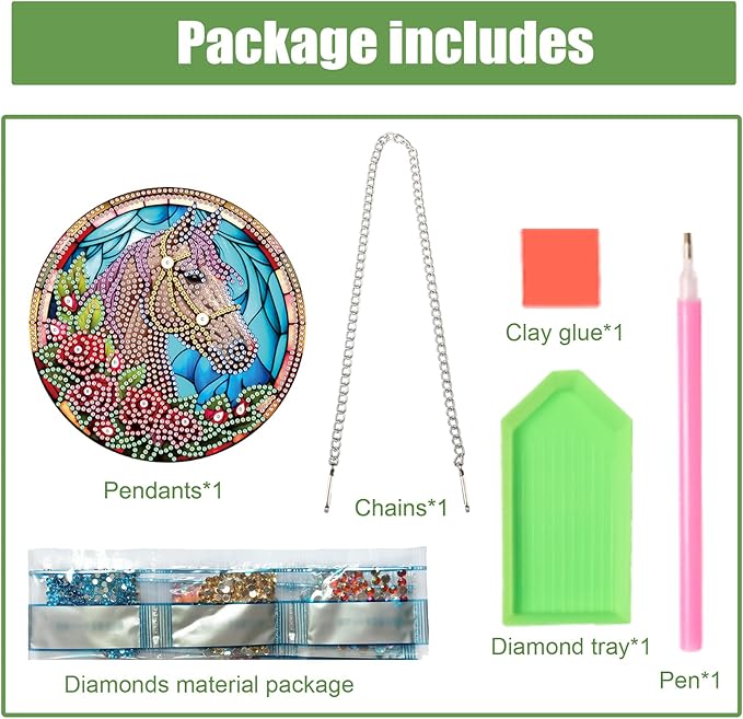 LazyFold Hanging Ornament, Diamond Painting Kits Hanging Pendants - DIY Horse Rose 5D Crystal Rhinestone Art, Home Garden Wall Door Birthday Festival Gift