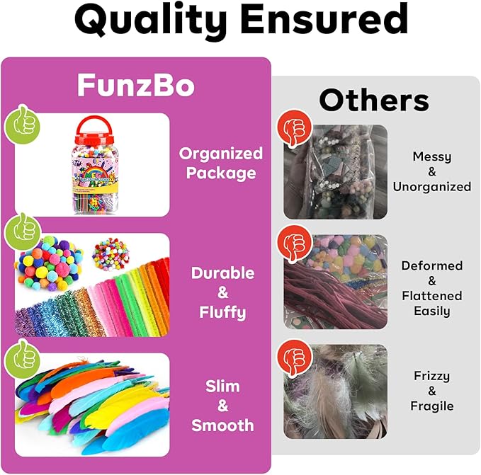FUNZBO Easter Arts and Crafts Supplies for Kids -Kids Craft Kit with Pipe Cleaners, Popsicle Sticks, Pompoms & Stickers, All in One Homeschool Supplies, Toys Crafts for Girls Boys Age 4+