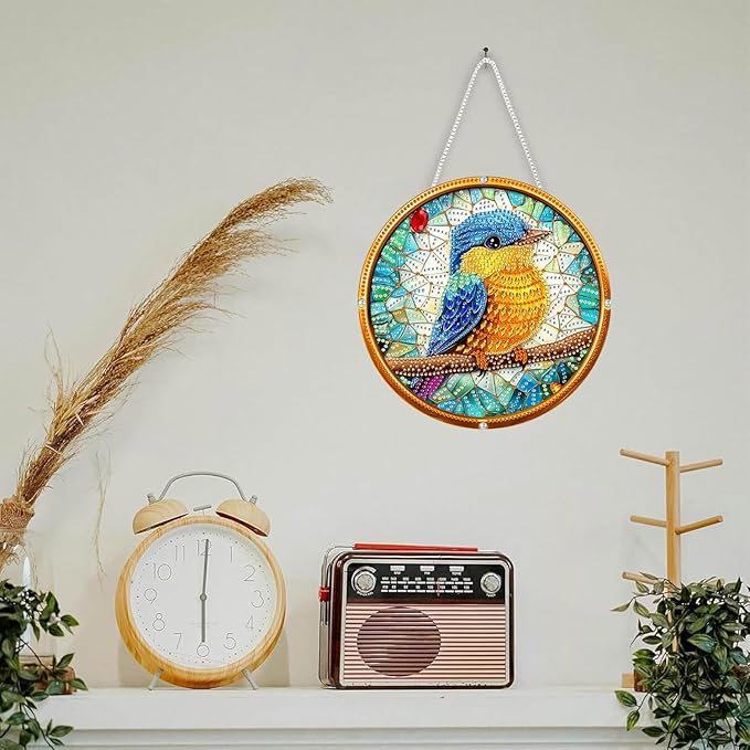 SKRYUIE Bird Hanging Diamond Art Kits for Adults Pendant Suncatcher, Special Shaped Crystal DIY Pearl Diamond Painting Kit, Gift for Mother Spring Summer Window Wreath Decor 7.48 x 7.32 Inch A36