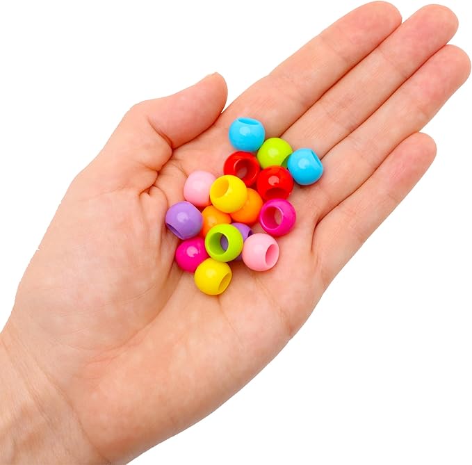 300 acrylic large hole beads for crafts and for hair 10mm x 12mm acrylic barrel beads with 5.7mm large hole, bright assortment