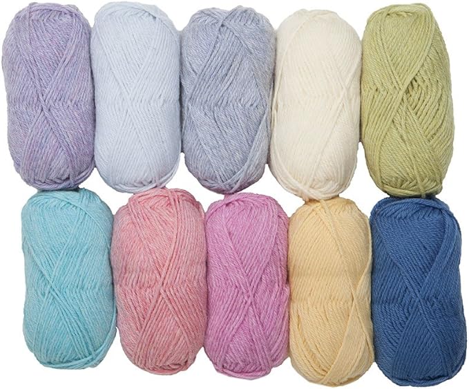 Knit Picks Wool of The Andes Pastel Multi Pack 100% Wool Worsted Weight Yarn Pack (10 Balls - Soft)