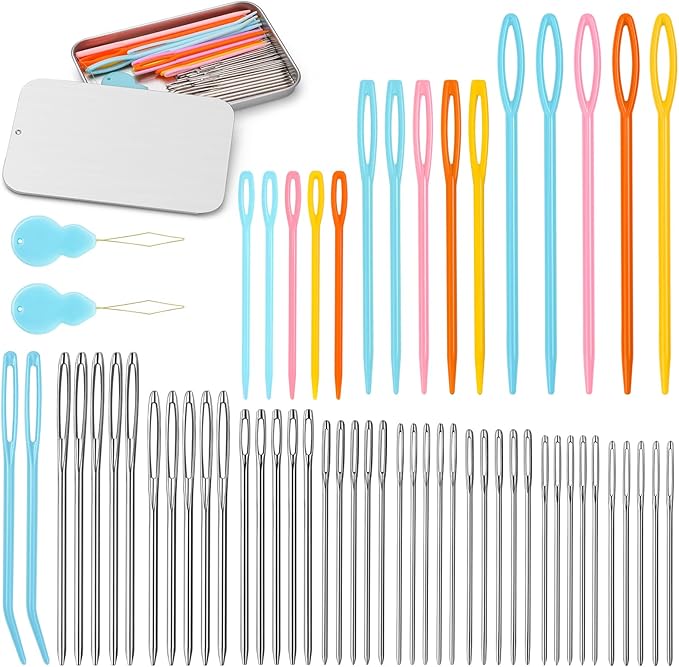 UOOU 68 PCS Large Eye Yarn Needles Set, 8 Sizes Blunt Tapestry Needles for Yarn, Sewing Needle Large Eye for Crochet, Weaving Needle for Knitting and Sewing