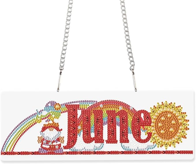 LazyFold Diamond Painting Kits Hanging Pendants, Colored Imitation Art Point Crystal Diamond Art Window Pendants Home Garden Wall Door Birthday Festival Gifts (June)