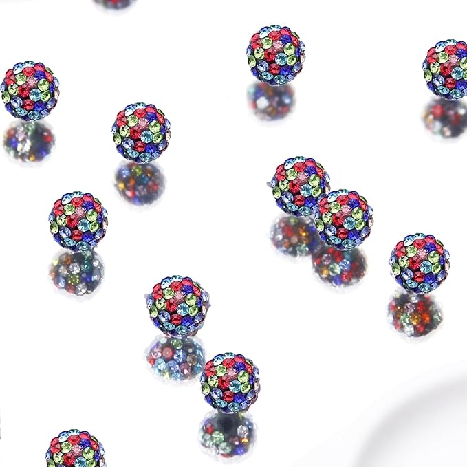 150 Pcs 10mm Rhinestone Beads for Jewelry Making, Black Color Shiny Round Shamballa Disco Baseball Necklace Beads Sparkle Crystal Clay Pave Rhinestones Bead for DIY Bracelet Earring Making Supplies