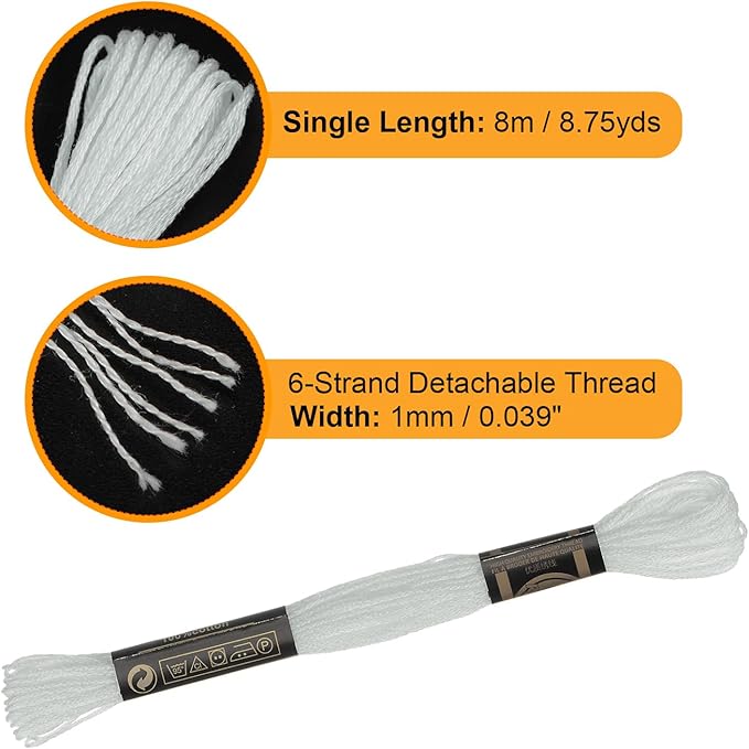 HARFINGTON 12 Skeins Embroidery Floss 8.75yds(8m) Egyptian Long-Staple Cotton Cross Stitch Thread for Sewing DIY Bracelet Yarn String and Crafts, Mint Cream(6001)