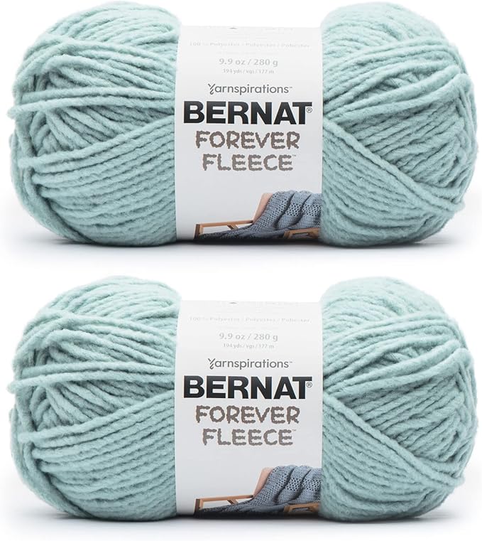 Bernat Forever Fleece Dark Eucalyptus Yarn - 2 Pack of 280g/9.9oz - Polyester - 6 Super Bulky - 194 Yards - Knitting/Crochet