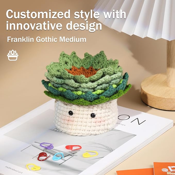 Hssugi Crochet Kit for Beginners - 6PCS Crochet Coasters in a Plant Pot Crochet Start Kit, Complete Beginner Crochet Kit with Hooks, Yarn, Clear Video Tutorials for Adult Beginners