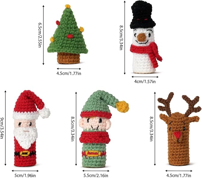 Crochet Set - Beginner Friendly Crochet Set with Step by Step Teaching Videos and Crochet Pattern Manuals (Christmas Finger cots)