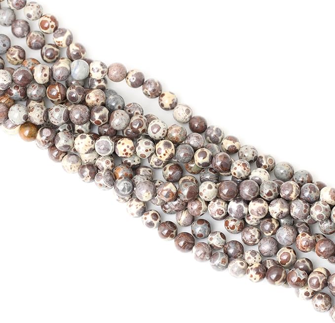 45PCS 8mm Natural Mexico Obicular Jasper Gemstone Round Loose Beads for Jewelry Making 1 Strand 15"