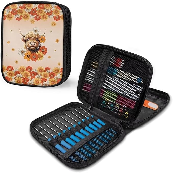 Hechitok Yak Flower Empty Crochet Hook Case Crochet Hook Organizer Case Stand Up Crochet Organizer Crochet Hook Holder for Knitting Crochet Supplies