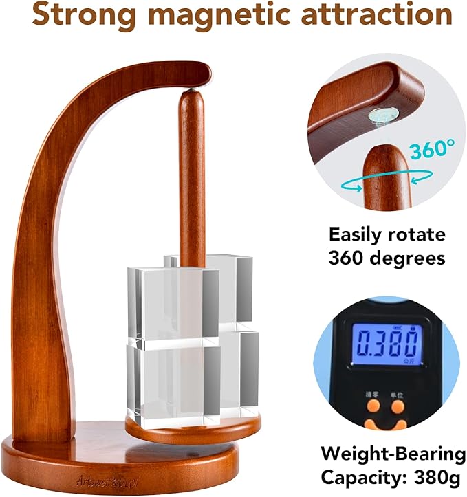 ULOI Crochet Yarn Holder - Upgrade with Crochet Accessories Storage Attachment, Magnetic Wooden Yarn Storage for Knitting Accessories, Perfect for Crocheting and Knitting Projects, Mahogany Finish