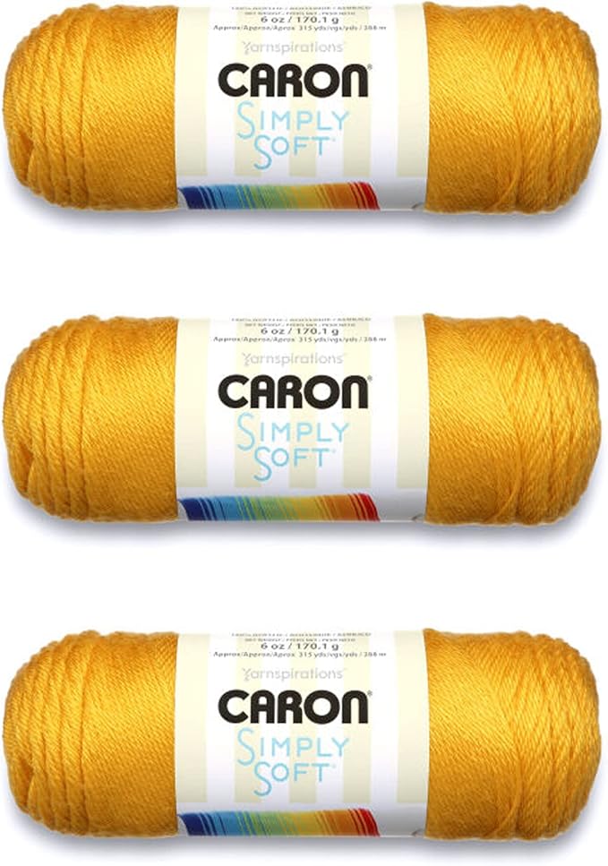Caron Simply Soft Gold Yarn - 3 Pack of 170g/6oz - Acrylic - 4 Medium (Worsted) - 315 Yards - Knitting/Crochet