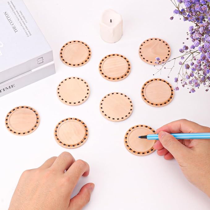 kukmakri 50 PCS Natural Wood Slices - 2.2 Inch Unfinished Wood Discs Craft Kit, Predrilled with Hole Wooden Circles, Ideal for Christmas Ornaments, DIY Wooden Crafts, and Handmade Art Supplies