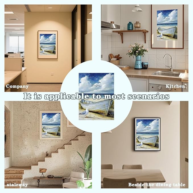 DOTZSO Beach Diamond Painting Kits for Adults, Easy DIY 5D Round Full Drill Diamond Art kit Diamond Dot Crystal Gem Art and Craft for Beginners Home Wall Decor 12x16 Inches