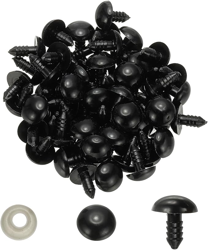 PATIKIL 16mm Black Safety Eyes, 100 Set Plastic Craft Eyes with Washers for Stuffed Animals, Crochet Toys, Dolls, DIY Craft Making