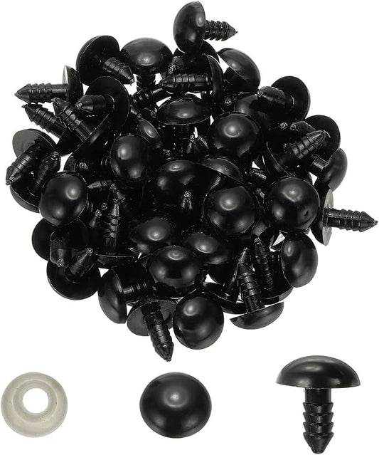 PATIKIL 16mm Black Safety Eyes, 100 Set Plastic Craft Eyes with Washers for Stuffed Animals, Crochet Toys, Dolls, DIY Craft Making
