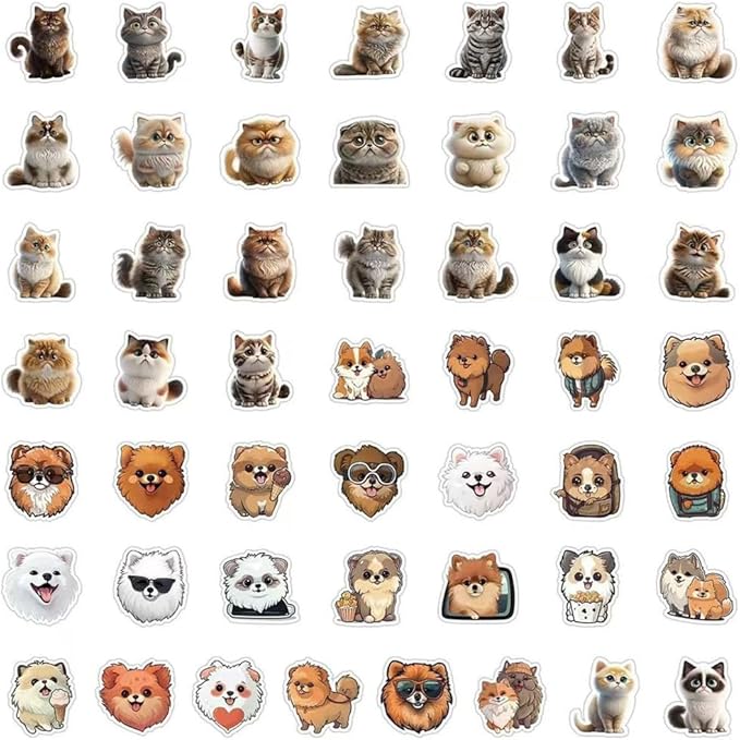50Pcs Waterproof Vintage Stickers,Scrapbooking Supplies Kit,Aesthetic Decorative Craft Sticker for Planner, Bullet Journaling, Junk Journal, Water Bottles, Laptop, Retro Craft.Dogs and Cats