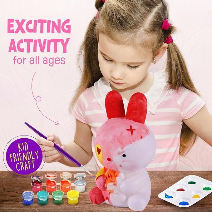 laoese paint your own bunny lamp kit, art supplies painting kits for kids, arts and crafts for kids ages 8-12, bunny toys girls boys halloween birthday christmas gifts ages 3 4 5 6 7 8 9 10 11 12+