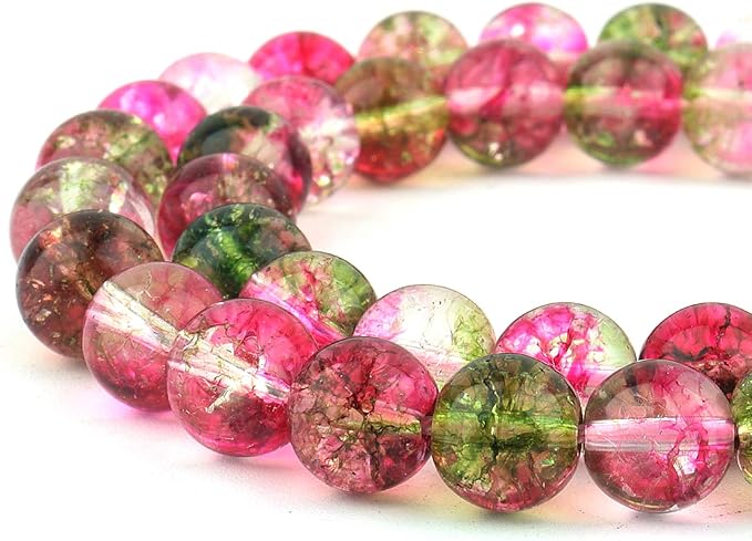 Crystal Round Beads for Jewelry Making - 8mm Glass Beads for Bracelets(45-47pcs, Watermelon Crystal)
